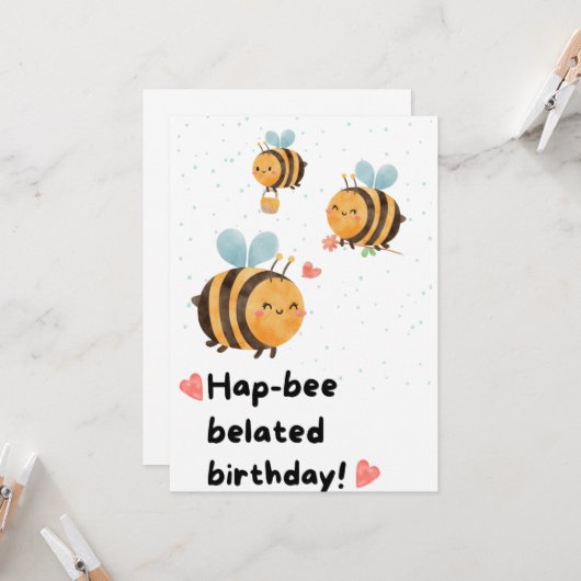 Bumblebee late verjaardag kaart (Voorkant / Achterkant in situ)