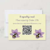Bumblebee Lavendel Bloemen Gele Bruiloft RSVP Kaartje (Achterkant)