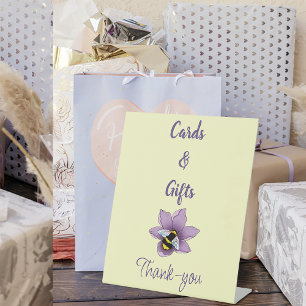 Bumblebee Lavendelbloemen Gele Kaarten & Geschenke Reclamebord Met Voetstuk
