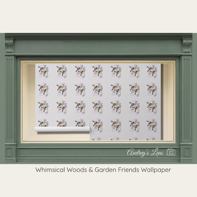 Bumblebee & Lilac Floral Nursery Peel & Stick Behang (Creator heeft geüpload)