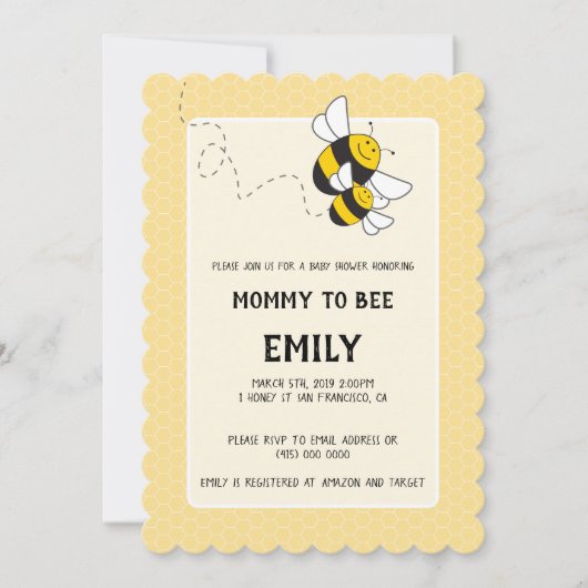 Bumblebee mammie om baby shower uit te nodigen kaart (Voorkant)