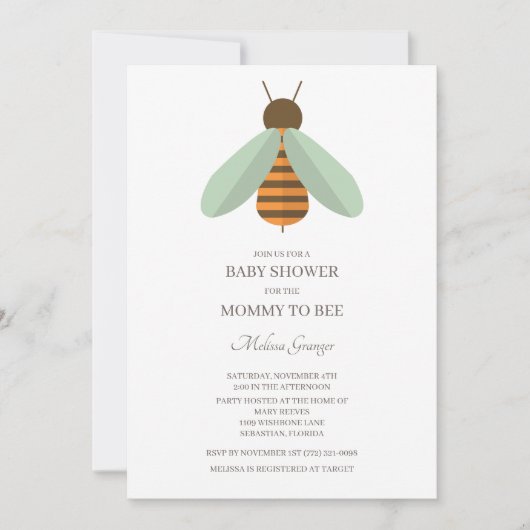Bumblebee mammie om Baby shower uit te nodigen Kaart (Voorkant)