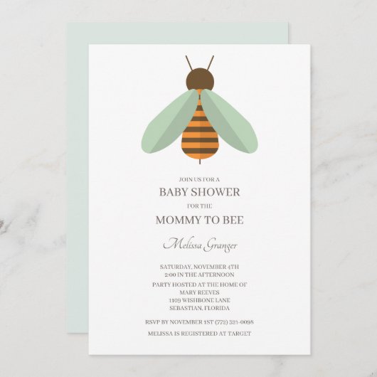 Bumblebee mammie om Baby shower uit te nodigen Kaart (Voorkant / Achterkant)
