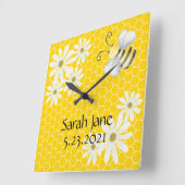 Bumblebee met Honeycomb en Daisies Signature Vierkante Klok (Hoek)