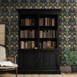 Bumblebee-motief met blauwe achtergrond behang