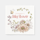 Bumblebee Naam Bloemen Koraal Tekst Baby shower Servet (Voorkant)