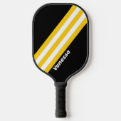 Bumblebee nostalgische strepen met naam pickleball paddle (Voorkant)