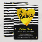 Bumblebee Oh Babee Geel Zwart Wit Baby shower Kaart (Voorkant / Achterkant)