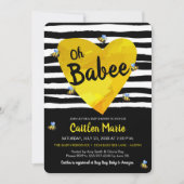 Bumblebee Oh Babee Geel Zwart Wit Baby shower Kaart (Voorkant)