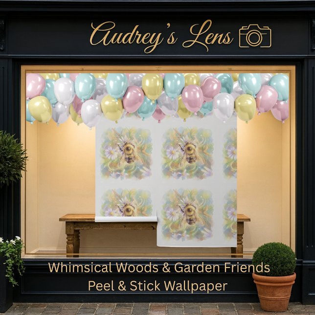 Bumblebee on Pink Wildflower Behang (Creator heeft geüpload)