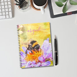 Bumblebee op bloem aangepaste naam notitieboek