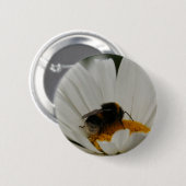 Bumblebee op bloemenbadge ronde button 5,7 cm (Voorkant /achterkant)