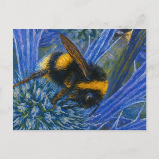 Bumblebee op Blue Thistle Briefkaart (Voorkant)