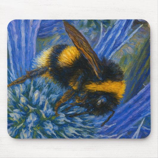 Bumblebee op Blue Thistle Muismat (Voorkant)