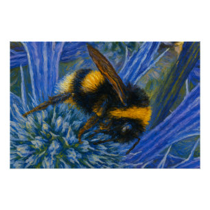 Bumblebee op Blue Thistle Perfect Poster