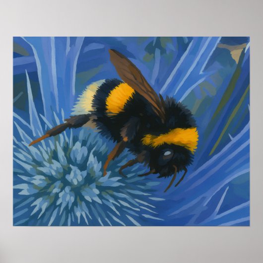 Bumblebee op Blue Thistle Poster (Voorkant)