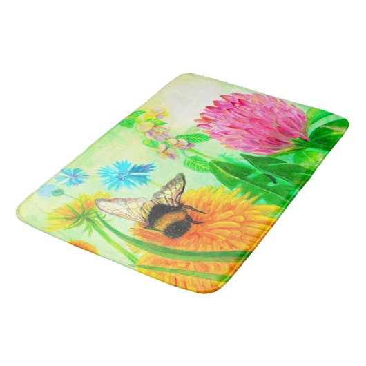 Bumblebee op dandelion badmat (Gekanteld)