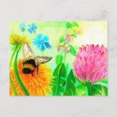 Bumblebee op dandelion briefkaart (Voorkant)