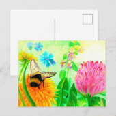 Bumblebee op dandelion feestdagenkaart (Voorkant / Achterkant)