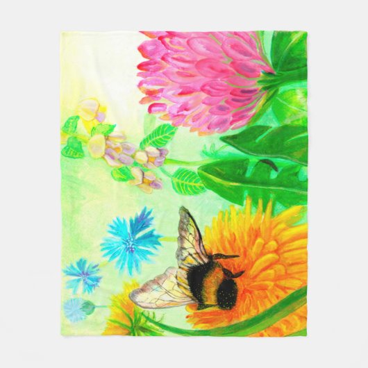 Bumblebee op dandelion fleece deken (Voorkant)