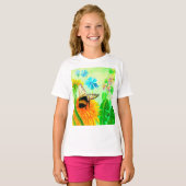 Bumblebee op dandelion Girls' T-Shirt (Voorkant volledig)