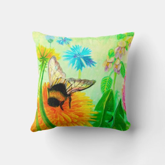 Bumblebee op dandelion kussen (Achterkant)