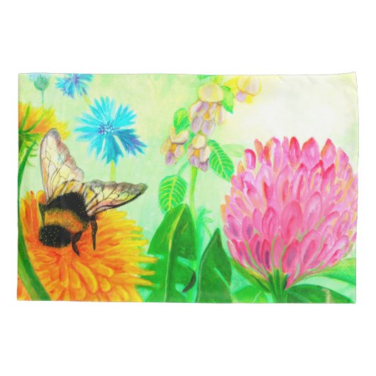 Bumblebee op dandelion kussensloop (Achterkant)