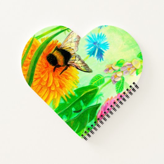 Bumblebee op dandelion notitieboek (Achterkant)