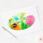 Bumblebee op dandelion ovale sticker (Envelop)