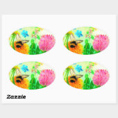 Bumblebee op dandelion ovale sticker (Vel)