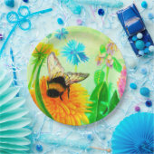 Bumblebee op dandelion papieren bordje (Feest)