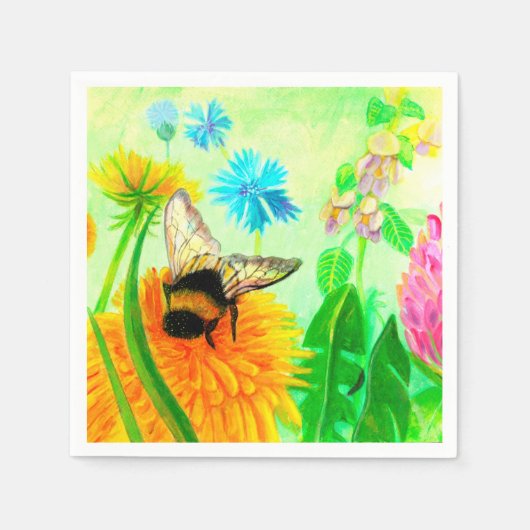 Bumblebee op dandelion servet (Voorkant)