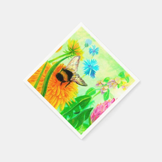 Bumblebee op dandelion servet (Hoek)
