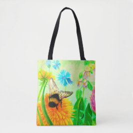 Bumblebee op dandelion tote bag