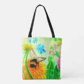 Bumblebee op dandelion tote bag (Achterkant)