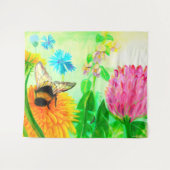 Bumblebee op dandelion wandkleed (Voorkant (horizontaal))