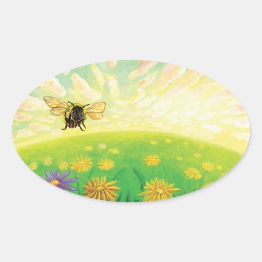 Bumblebee op de horizon ovale sticker (Voorkant)