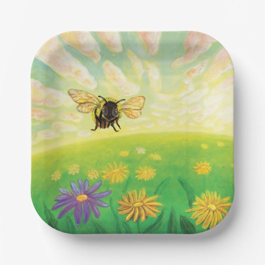 Bumblebee op de horizon papieren bordje (Voorkant)