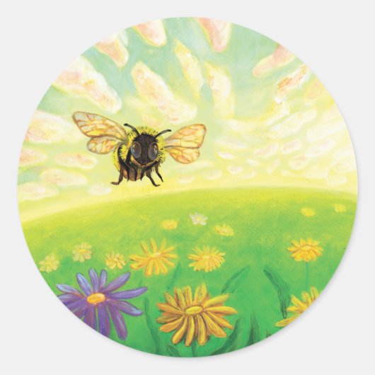 Bumblebee op de horizon ronde sticker (Voorkant)