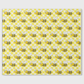 Bumblebee op gele gingham cadeaupapier (Vlak)