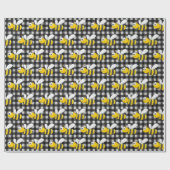 Bumblebee op Gingham Cadeaupapier (Vlak)
