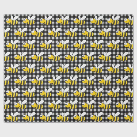 Bumblebee op Gingham Cadeaupapier (Vlak)