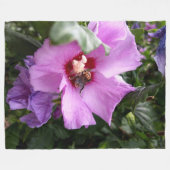 Bumblebee op Hibiscus Flower Fleece Deken (Voorkant (Horizontaal))