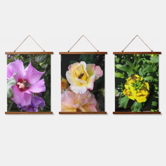 Bumblebee op Hibiscus Flower Hangend Wandkleed (Driedubbel)