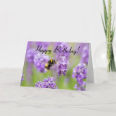 Bumblebee op lavendel Happy Birthday Kaart (Voorkant)