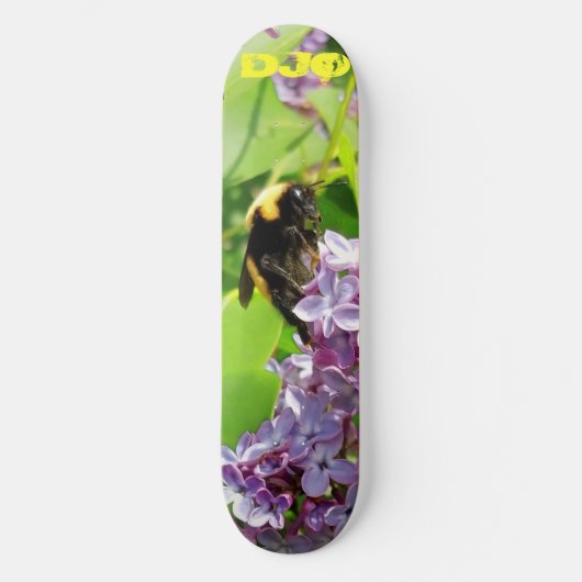Bumblebee op Lila Struik met je initialen Persoonlijk Skateboard (Voorkant)