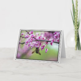 Bumblebee op Redbud Blossom Kaart
