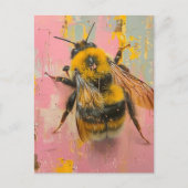 Bumblebee op roze en geel briefkaart (Voorkant)