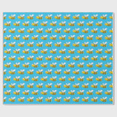 Bumblebee op Turquoise Blue Cadeaupapier (Vlak)