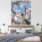 Bumblebee op wilde kersenbloei canvas afdruk (Insitu (Slaapkamer))